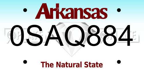 0SAQ884 Arkansas License Plate