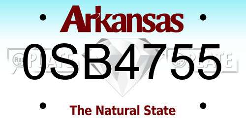 0SB4755 Arkansas License Plate