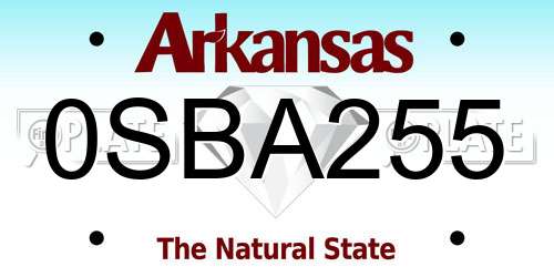 0SBA255 Arkansas License Plate
