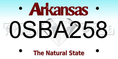 0SBA258 Arkansas License Plate