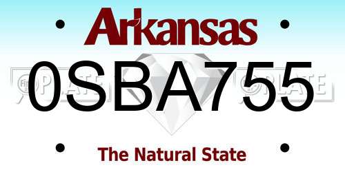 0SBA755 Arkansas License Plate