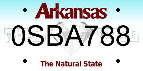 0SBA788 Arkansas License Plate