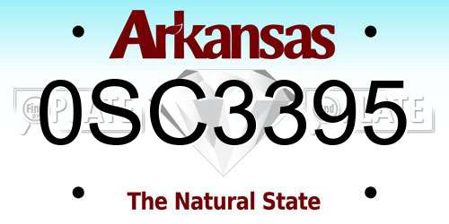 0SC3395 Arkansas License Plate