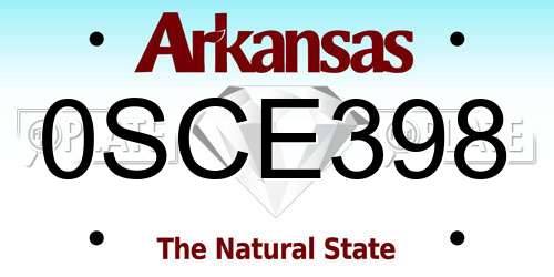 0SCE398 Arkansas License Plate