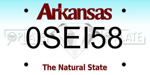0SEI58 Arkansas License Plate