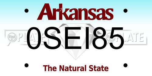 0SEI85 Arkansas License Plate