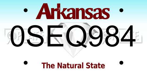 0SEQ984 Arkansas License Plate