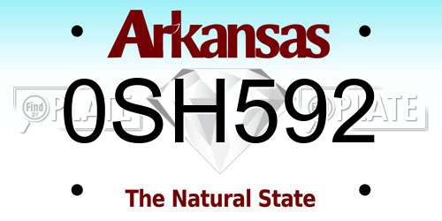 0SH592 Arkansas License Plate