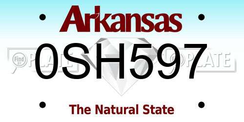 0SH597 Arkansas License Plate