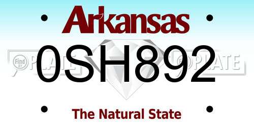 0SH892 Arkansas License Plate