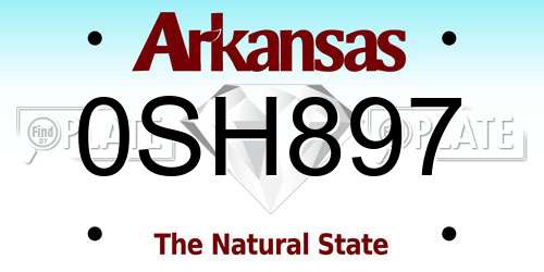 0SH897 Arkansas License Plate