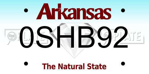0SHB92 Arkansas License Plate