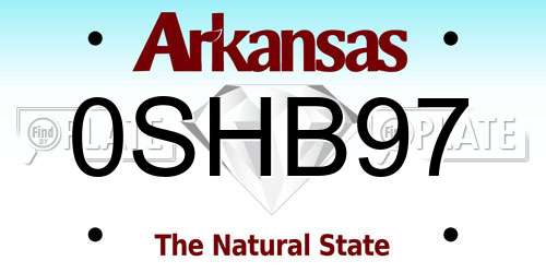 0SHB97 Arkansas License Plate