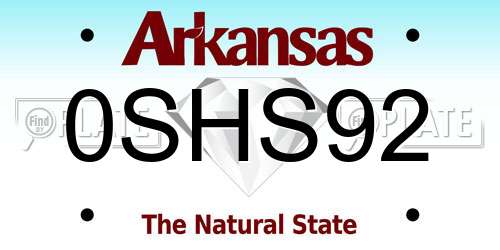 0SHS92 Arkansas License Plate