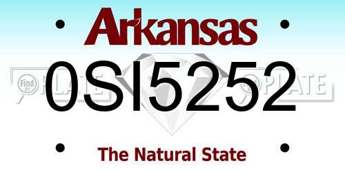 0SI5252 Arkansas License Plate