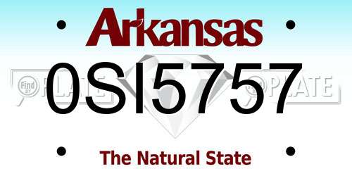 0SI5757 Arkansas License Plate