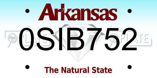 0SIB752 Arkansas License Plate