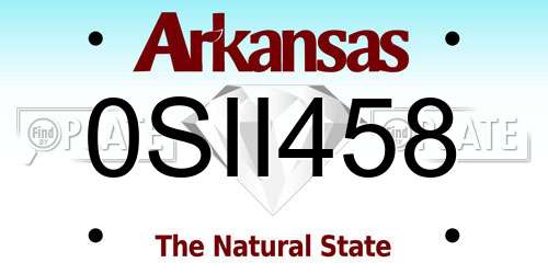 0SII458 Arkansas License Plate
