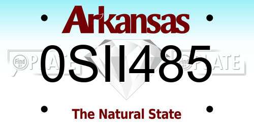 0SII485 Arkansas License Plate