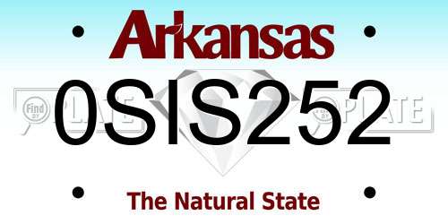 0SIS252 Arkansas License Plate