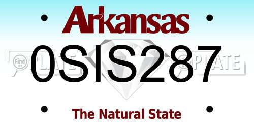 0SIS287 Arkansas License Plate
