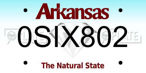 0SIX802 Arkansas License Plate