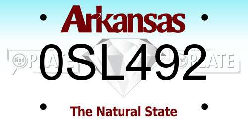 0SL492 Arkansas License Plate