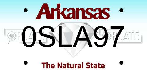 0SLA97 Arkansas License Plate