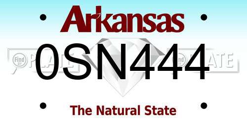 0SN444 Arkansas License Plate