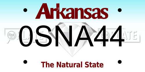 0SNA44 Arkansas License Plate