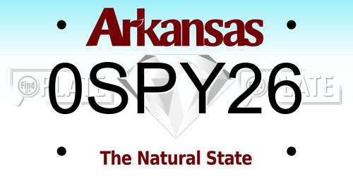 0SPY26 Arkansas License Plate