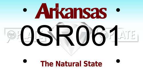 0SR061 Arkansas License Plate
