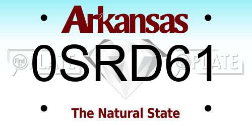 0SRD61 Arkansas License Plate