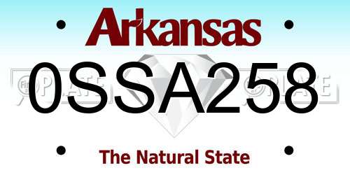 0SSA258 Arkansas License Plate