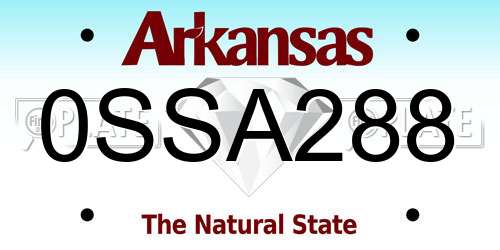 0SSA288 Arkansas License Plate
