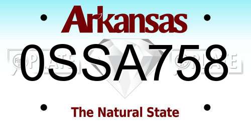 0SSA758 Arkansas License Plate