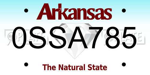 0SSA785 Arkansas License Plate