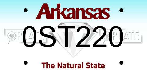 0ST220 Arkansas License Plate