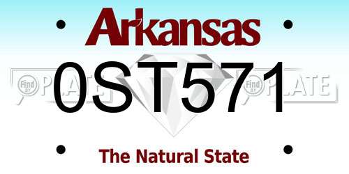 0ST571 Arkansas License Plate