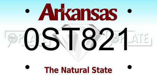 0ST821 Arkansas License Plate