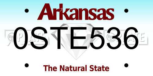 0STE536 Arkansas License Plate