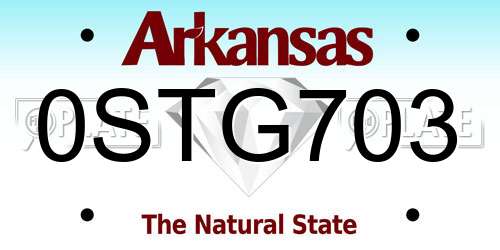 0STG703 Arkansas License Plate