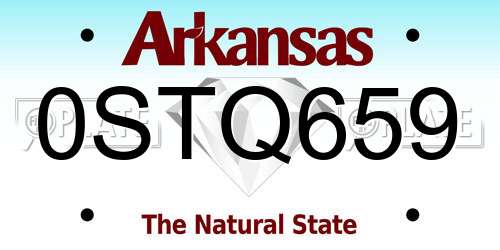 0STQ659 Arkansas License Plate