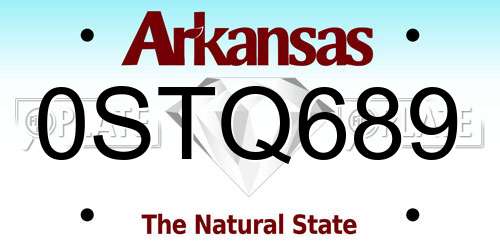 0STQ689 Arkansas License Plate