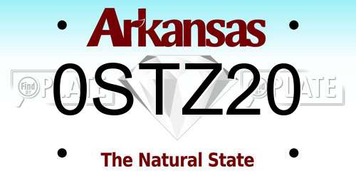 0STZ20 Arkansas License Plate
