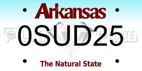 0SUD25 Arkansas License Plate