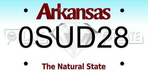 0SUD28 Arkansas License Plate