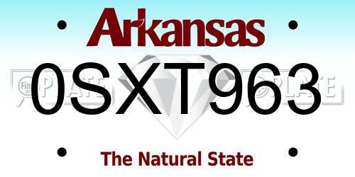 0SXT963 Arkansas License Plate