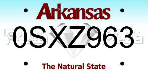 0SXZ963 Arkansas License Plate