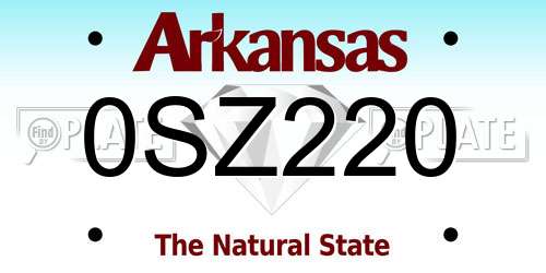 0SZ220 Arkansas License Plate